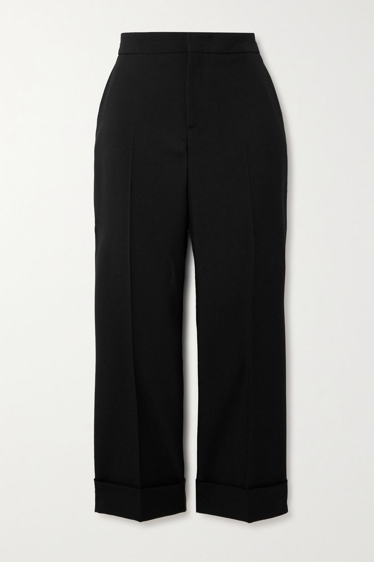 Gucci's pants are tailored from wool and will easily complement a host of blouses in any curated edit. They're cut for a high-rise fit, pressed with smart creases and effortlessly kick out to cropped, flared cuffs. Dr Wardrobe, Gucci Pants, Gucci Outfits, Women Pants, Flared Pants, Gucci Black, Cropped Trousers, Black Wool, Flare Pants