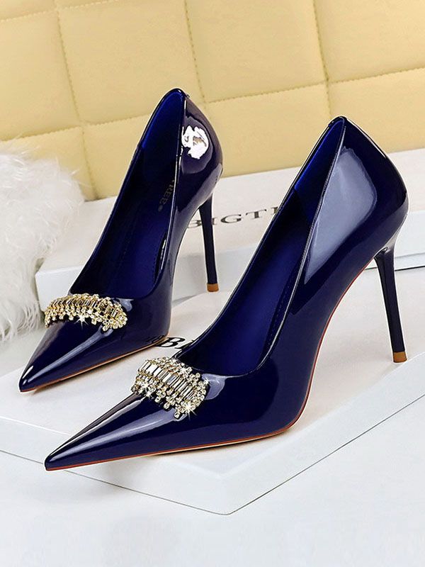 SkuCY-!130248MaterialRhinestone , Polyester , PU FeaturePointed-Toe , Shallow Cut , Split-joint OccasionCasual , Office , Urban SeasonsSpring , Summer , Autumn , Winter TypePumps Heels HeightSuper High (8cm-up) ColorBLUE,WHITE,BEIGE,BLACKSizeUS 6 | EU 36 2/3 | UK 4 | CN 36,US 6.5-7 | EU 37 1/3 | UK 4.5 | CN 37,US 7.5 | EU 38 | UK 5| CN 38,US 8 | EU 38 2/3 | UK 5.5 | CN 39,US 8.5 | EU 39 1/3 | UK 6 | CN 40 Please consult the size chart we provide for this item's measurements to help you decide wh Dark Blue Pumps, Blue Pumps Heels, Nude Stiletto Heels, Blue Stilettos, Crystal Party, Nude High Heels, Blue Pumps, Nude Pumps, White Pumps