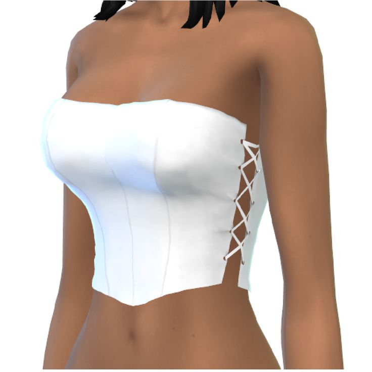 a woman wearing a white corset with black hair