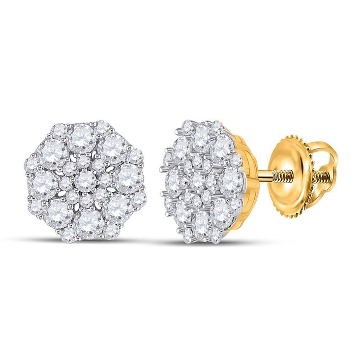 With a total gemstone carat weight of 1 and 1/4, these 14kt yellow gold round diamond cluster earrings are a beautiful and luxurious accessory. The earrings weigh approximately 2.51 grams and feature stunning round diamonds with a G-H color and I1-I2 clarity, prong-set for a secure and sophisticated appearance. The primary gemstone carat weight is 1.23, with no other gemstones present. These earrings are a timeless and elegant addition to any jewelry collection.Precious Metal Type: 14kt Yellow G Diamond Cluster Earrings, Fine Jewelry Collection, Cluster Earrings, Diamond Cluster, Delicate Necklace, Everyday Jewelry, Round Diamond, Diamond Jewelry, Round Diamonds