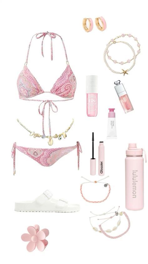 Polyvore Beach Bikinis, Bathing Suits For Vacation, Holiday Outfits Summer Beach Bikinis, Aesthetic Bikinis For Summer, Summer Bikinis Outfits, Swimsuit Inspo Summer, Fancy Beach Outfit, Beach Wear Aesthetic, Holiday Outfits Summer Beach