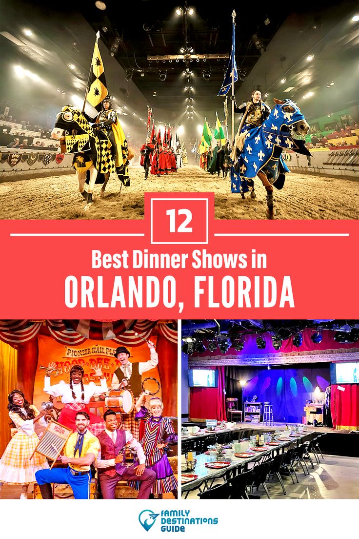 the best dinner shows in orlando, florida with images of performers and food