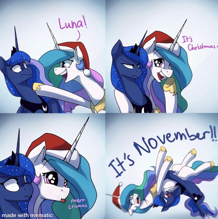 three different pictures of unicorns with captions that say it's november