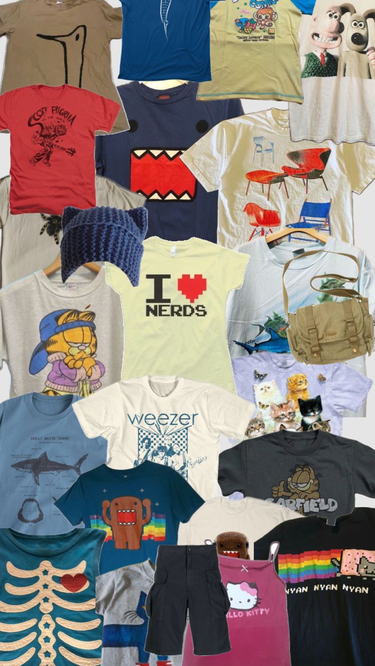 an assortment of children's t - shirts are displayed