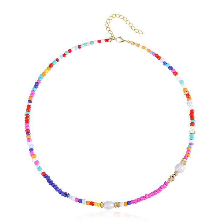 PRICES MAY VARY. 【Colorful Beaded Necklace Material】: This aesthetic boho necklace is made of high quality glass beads, hematite natural stone and freshwater pearls, the metal parts are made of stainless steel plated with 18K gold that will not fade and get rust. The materials are eco-friendly and able to wear for a long time. 【Beaded Necklace Design】: This boho multicolor beaded choker necklace is fully handmade, dainty gold necklace can be a layered necklaces for women, and also can be wear wi Colorful Beaded Necklace, Necklace Y2k, Aesthetic Boho, Beaded Necklace Designs, Fashion Beads, Beaded Necklace Diy, Neck Accessories, Buy Bead, Necklace Diy