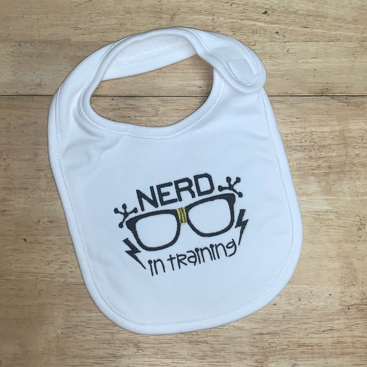 White 100% Cotton Bib. Made As A Sample, Never Used Or Washed, Only Photographed. Cheap Customizable White Bib, Cute White Handmade Bib, Seattle Mariners Logo, Playful White Cotton Bib, Nerd Baby, Funny Baby Bibs, Baby Girl Easter, Personalized Baby Bibs, Breastfeeding Cover