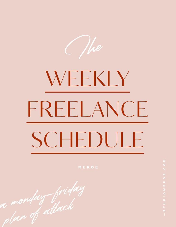 the weekly free range schedule is shown in red and white text on a pink background