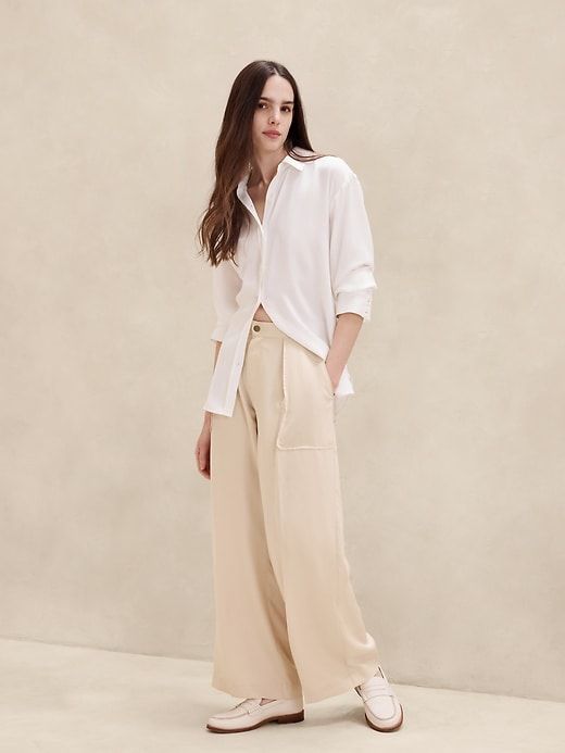 TENCEL Wide-Leg Pant | Banana Republic Factory Relaxed Wide-leg Fall Pants, Relaxed Wide Leg Fall Pants, Relaxed Wide-leg Pants For Fall, Relaxed Fit Wide Leg Pants For Fall, Effortless Wide-leg Spring Pants, Effortless Wide Leg Spring Pants, Effortless Wide-leg Pants For Spring, Effortless Wide Leg Pants For Spring, Effortless Wide-leg Pants With Pockets