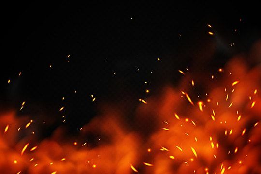 bright orange fire sparkles in the night sky