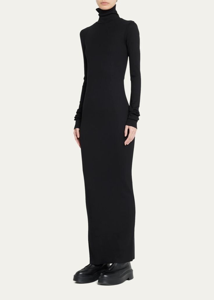 Eterne Long-Sleeve Turtleneck Maxi Dress - Bergdorf Goodman Sleek Solid Color Ribbed Dresses, Sleek Solid Ribbed Dress, Solid Sleek Ribbed Dresses, Fitted Ribbed Elastane Dress, Long Sleeve Ribbed Evening Maxi Dress, Ribbed Fitted Elastane Dresses, Sleek Fitted Ribbed Dress, Fitted Ribbed Turtleneck Dress, Ribbed Fitted Long Sleeve Maxi Dress