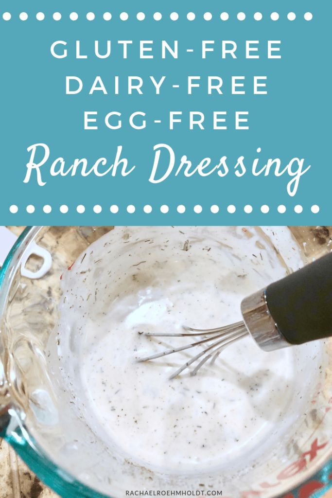 an egg - free ranch dressing recipe in a glass bowl with the words gluten - free dairy - free egg - free ranch dressing