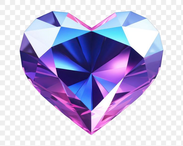 a purple heart shaped diamond on a white background