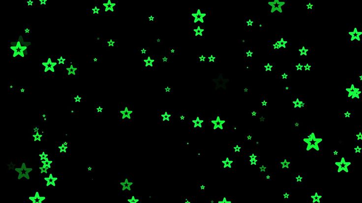 green stars glow against a black background