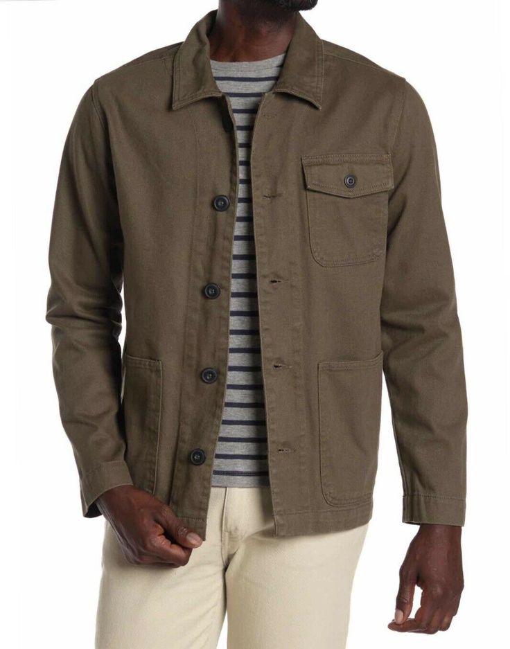 A lightweight jacket with three functional front pockets is perfect to wear around office or out on the town. Medium Military Green  Spread collar  Long sleeves  Chest flap pocket  Side patch pockets  Approx. 30 inches length  Imported  Machine wash  100% cotton Modern Utility Jacket With Welt Pockets, Cotton Sport Coat With Buttoned Pockets For Fall, Cotton Sport Coat With Flap Pockets And Collar, Cotton Collared Sport Coat With Flap Pockets, Unstructured Khaki Outerwear With Button Closure, Modern Cotton Utility Jacket For Fall, Utility Cotton Sport Coat Single Breasted, Utility Style Cotton Sport Coat Single Breasted, Utility Style Single Breasted Cotton Sport Coat