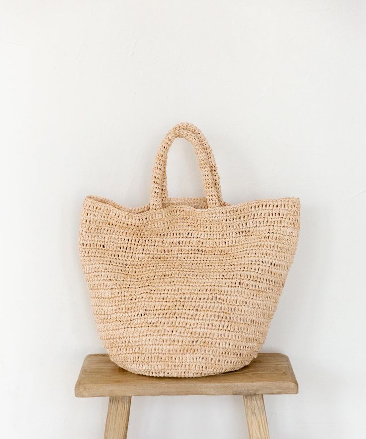 Woven Raffia Tote Natural OS Raffia Tote Bag, Woven Raffia, Farmers Market, Hand Crochet, You Bag, Straw Bag, Design Details, The Go, Handles