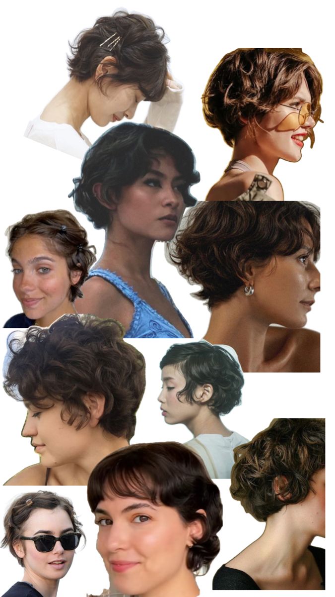 A collage of 90s inspired grown-out pixie cuts Fire Haircut, 90s Haircuts, Short Wavy Haircuts, Bob Haircut Curly, Shaggy Short Hair, Beautiful Braided Hair, Wavy Haircuts, Hair Inspiration Short, Flat Iron Hair Styles