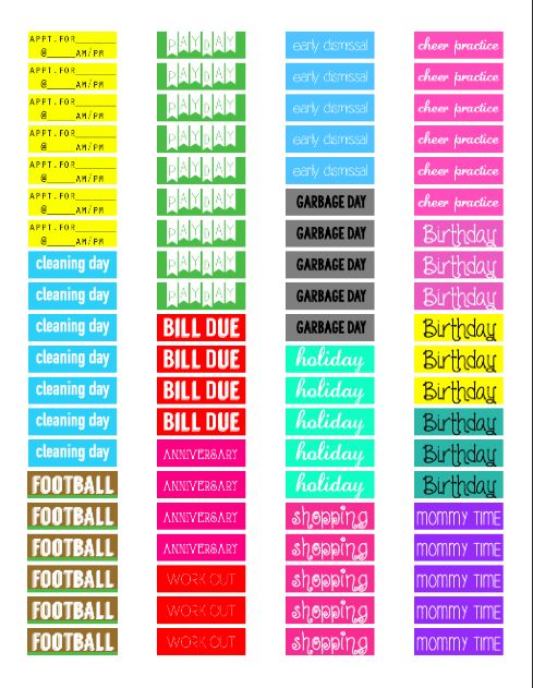 the football schedule for each game is shown in different colors and font options, including numbers