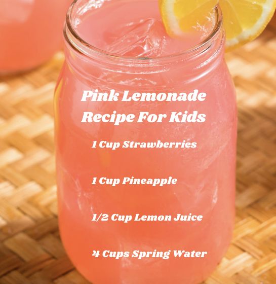 pink lemonade recipe for kids in a mason jar