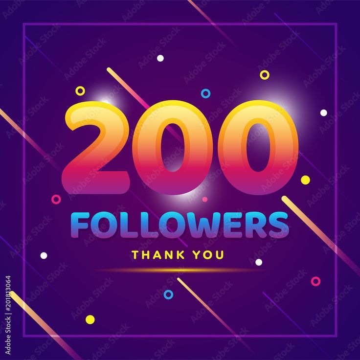 the words 200 followers thank you on a purple background