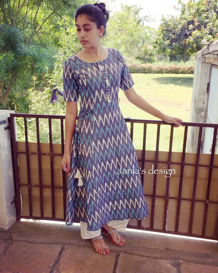 Very elegantly designed indigo ikat kurti. #newcollection #style #cotton #casualoutfit #ikat #gorgous #love #indianwear #ethnic #fashiondiaries #indaincolors #designer #by @jankisdesign Kalamkari Kurti Neck Designs, Ikath Kurthies Designs, Ikat Salwar Suit Designs, Ikat Suit Designs, Ikat Kurta Designs Cotton, Pochampally Dress Designs, Pochampally Kurtis Designs, Ikat Kurti Designs, Ikat Kurta Designs