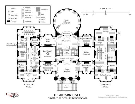 the floor plan for highdark hall from harry potter's hogwarts