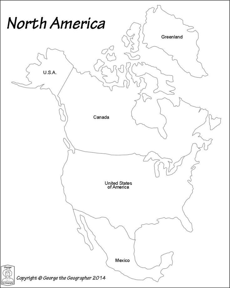 the north america map is shown in black and white with an outline of the united states