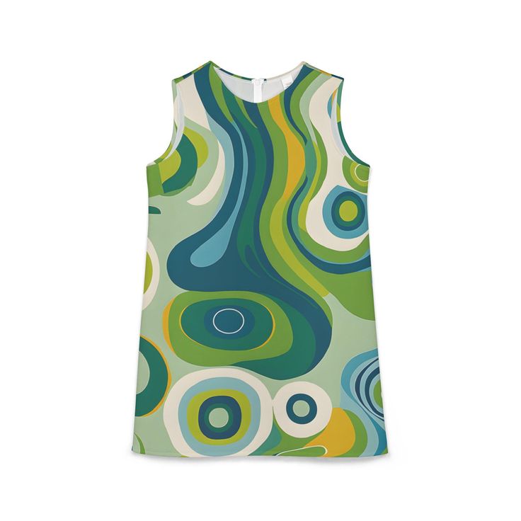 Swirly Psychedelic Lava Lamp A-line Sleeveless Stretch Mini Dress - Effortlessly chic, this sleeveless dress boasts a jewel neckline and a flattering shift silhouette, ensuring timeless style and comfortable wear. Runs true to size with its reliable fit, complemented by a hidden-back, 18'' zip for easy dressing. The zipper features YKK's invisible nylon design ensuring a seamless finish. .: Material: 95% polyester, 5% spandex .: Medium fabric (7.5 oz /yd² (255 g/m .: Seam thread color automatically matched to design (black or white) Retro Sleeveless Dresses For Spring, Retro Sleeveless Spring Dresses, Retro Sleeveless Beach Dress, Spring Sleeveless Mod Dress, Sleeveless Multicolor Mini Dress With Retro Print, Sleeveless Multicolor Retro Print Mini Dress, 70s Inspired Sleeveless Dresses, Groovy Summer Dress With Retro Print, Summer Dresses With Groovy Retro Print