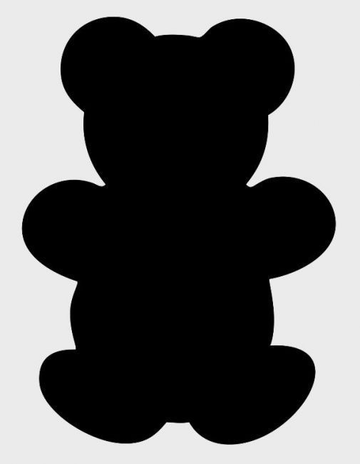 a black and white silhouette of a teddy bear