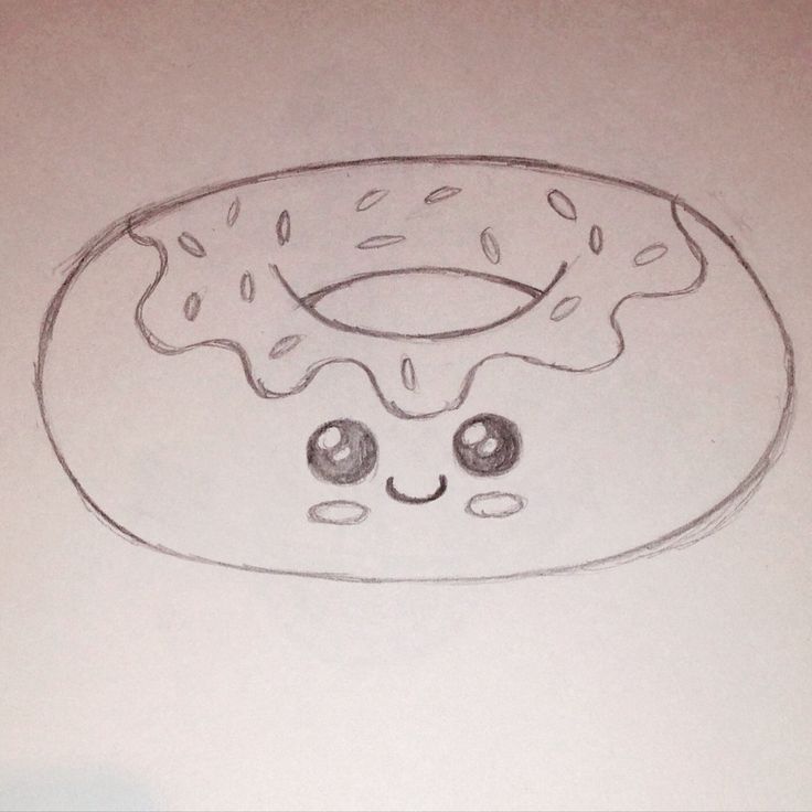 a drawing of a donut with eyes drawn on it's side by someone