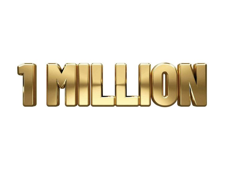 the word 1 million in gold letters on a white background