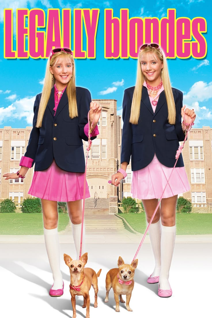 two girls in school uniforms are holding small dogs on a leash while standing next to each other