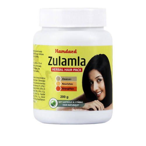 Hamdard Zulamla Powder   This is a Unani herbal prepareation. It is very beneficial in hair and scalp disorders. It is very good in hair fall and pre mature graying of hairs. It nourishes hair, cleans and strength the hairs.  Uses and Benefits of Hamdard Zulamla Powder  Dandruff  Hail fall  tching on scalp  Nourishment of Hair follicles   Key Ingredients  Amla  Shikakai  Mustard and few other medicinal herbs   How To Use   Soak 20 grams in fresh water for 2 hours and gentle massage on scalp and wash with water after 20 minutes. Use three times in a week for better result.    Legal Disclaimer:  The product is guaranteed to be 100% genuine. Product images are for illustrative purposes only. Images/packaging/ labels may vary from time to time due to changes made by the manufacturer's manufact Reduce Dandruff, Amla Powder, Hair Pack, Herbal Hair, Hair Follicles, Hair Fall, Hair Follicle, Homeopathy, Strong Hair