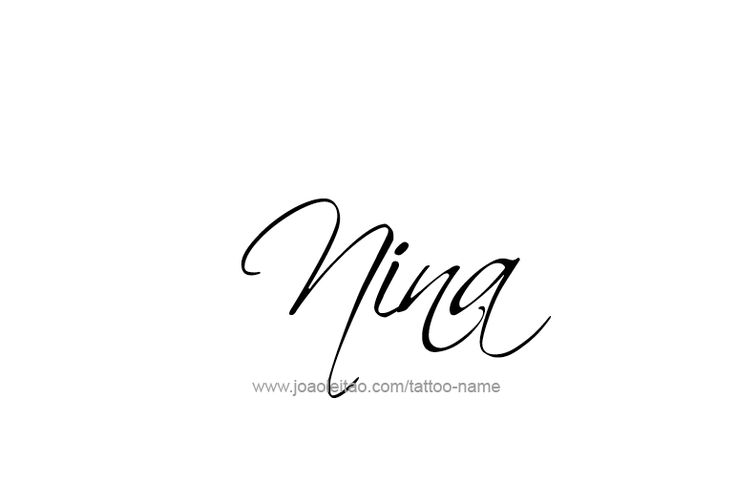 the word nia written in cursive writing on a white background with black ink