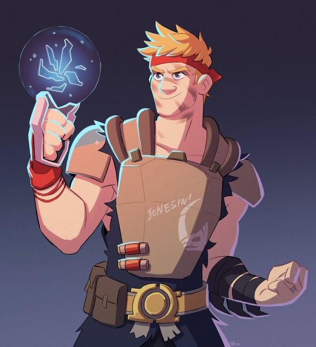 a cartoon character holding a crystal ball in his right hand