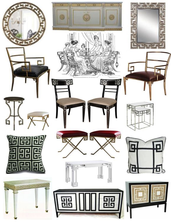 an assortment of chairs and tables in various styles