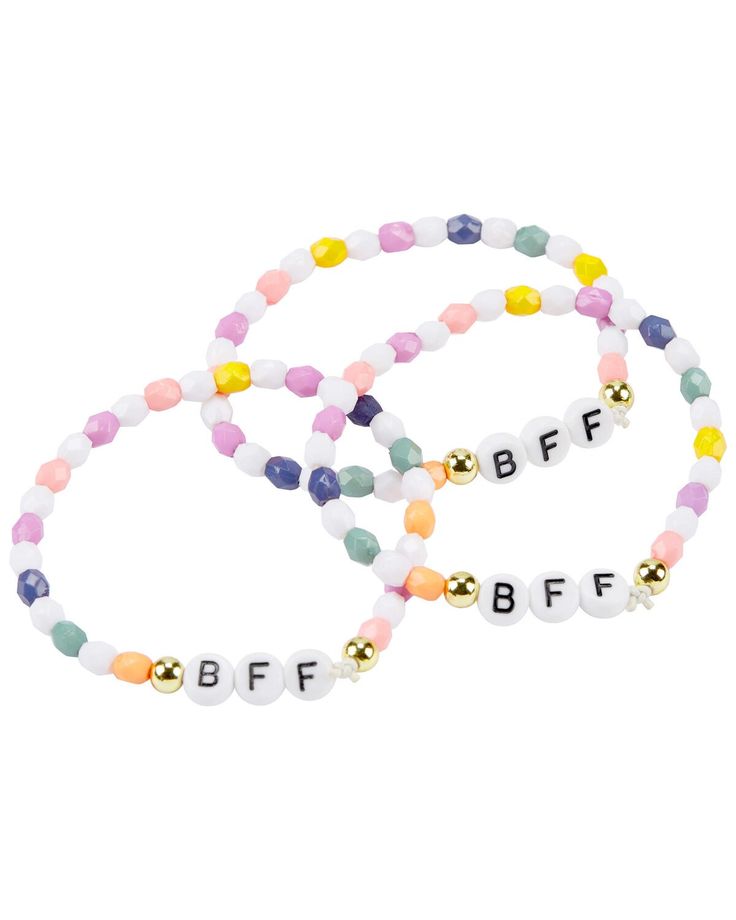 3-Pack BFF Bracelets from carters.com. Shop clothing & accessories from a trusted name in kids, toddlers, and baby clothes. Bff Bead Bracelets, School Bracelets, Toddler Girl Accessories, Making Bracelets With Beads, Bff Bracelets, Pretty Beads, Bead Ideas, Girl Jewelry, Stretchy Bracelets