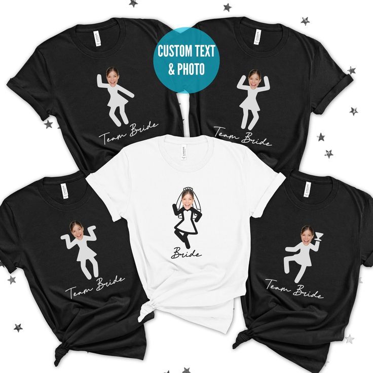 🎅🎄 Christmas 2024 Order Deadline is December 10th. Orders placed after the 10th may not arrive prior to Christmas. 🎄🎅 Celebrate your bachelorette with these custom face stick figure Team Bride shirts!   Personalization:  Please select the number of the pose and the text you'd like printed on each shirt in the personalization box. If no text is entered, I will use 'Team Bride' on black shirts and 'Bride' on white shirts. See the listing photos for the pose options. After placing your order, m Bachelorette Party Shirts Funny, Gift For Bride To Be, Funny Bachelorette, Team Bride Shirts, Pulled Back Hairstyles, Black Shirts, Gift For Bride, Stick Figure, Bride Shirts