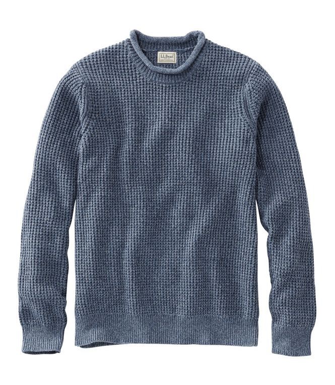 Men's Sweaters on Sale | Sale at L.L.Bean Rollneck Sweater, Cotton Sweaters, Waffle Sweater, Waffle Stitch, Vintage Indigo, Roll Neck Sweater, Ll Bean, Ribbed Sweater, L L Bean