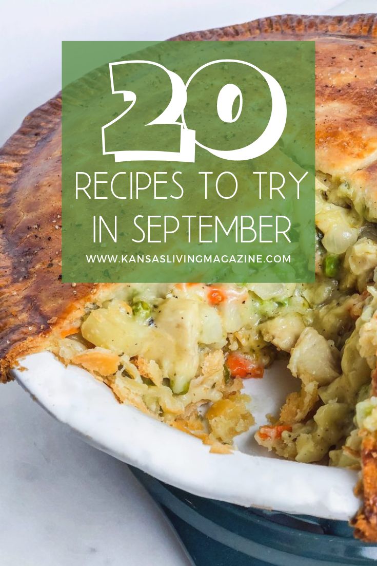 a pie with the words 20 recipes to try in september