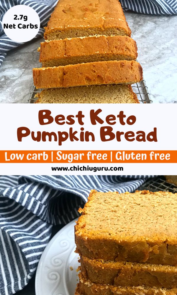 the best keto pumpkin bread is cut into slices and served on a white plate