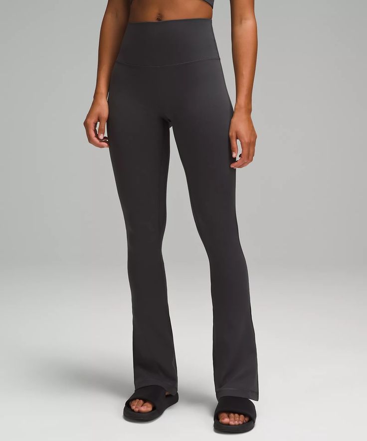 lululemon Align™ High-Rise Mini-Flared Pant *Regular | Women's Leggings/Tights | lululemon Lululemon Align Flare Leggings, Lululemon Black Flare Leggings, Lululemon Lounge Outfit, Lululemon Leggings Flare, Lulu Wishlist, Lululemon Flare Leggings, Lululemon Stuff, Gifts Board, Candle Pedestal