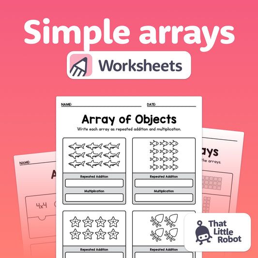 the worksheet for an array of objects is shown in pink and orange tones