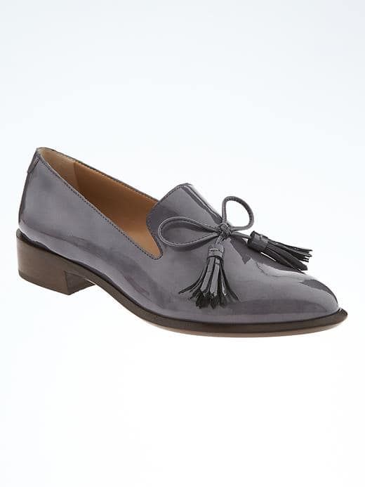 Tassel Loafer | Banana Republic Casual Patent Leather Slip-on Dress Shoes, Gray Round Toe Loafers For Formal Occasions, Fall Loafers With Ortholite Insole And Round Toe, Gray Slip-on Loafers With Rubber Sole, Gray Loafers With Rubber Sole, Gray Loafers With Rubber Sole And Round Toe, Elegant Low-top Cushioned Loafers, Elegant Low-top Synthetic Loafers, Formal Low-top Synthetic Loafers