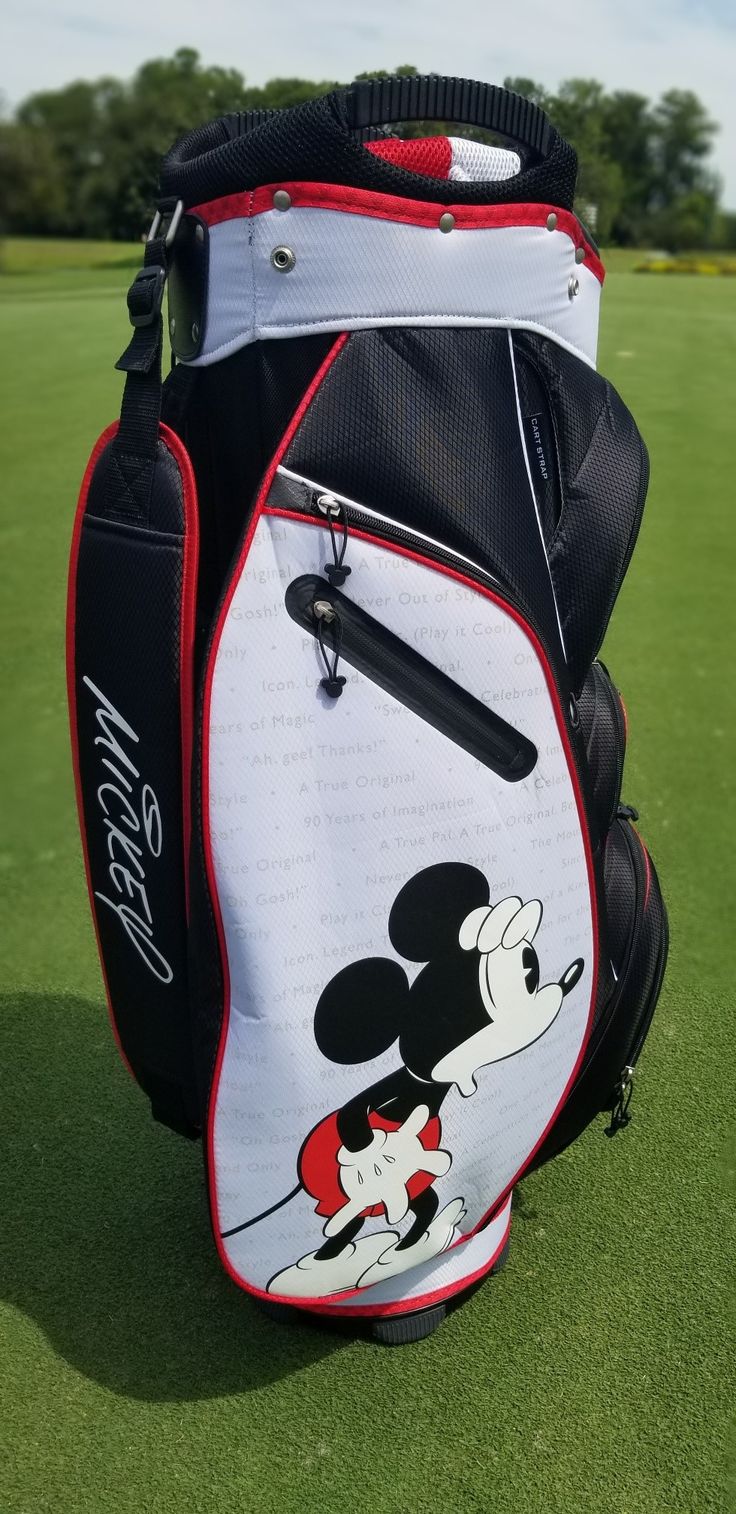 a golf bag with mickey mouse on it