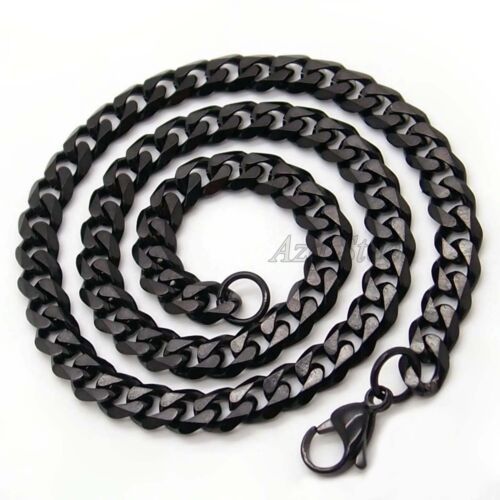 Black Chain Link Necklace, Black Stainless Steel Chain Necklace With Adjustable Chain, Black Chain Link Jewelry With Lobster Clasp, Black Curb Chain Necklace Gift, Black Stainless Steel Chain Link Necklace, Black Chain Link Necklace With Adjustable Chain, Black Necklace With Adjustable Chain, Black Stainless Steel Necklace With Lobster Clasp, Black Stainless Steel Chain Necklace With Lobster Clasp