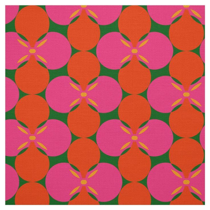 an orange and pink pattern with circles on it