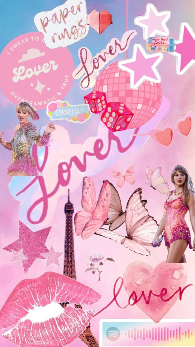 a collage of pink and white images with the words love, paris on it