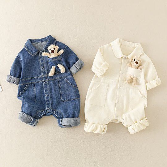 Toddler Jumpsuit, Baby Mode, Baby Outfits, Mom Kid, Denim Jumpsuit, Fashion Kids, Future Baby, Polo Collar