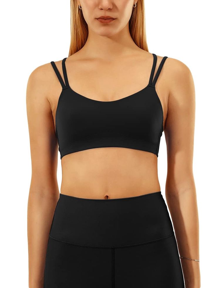 PRICES MAY VARY. Lightweight, breathable, moisture wicking stretchy, soft with professional cutting for comfort wear. Double longline spaghetti straps for stability and durability as well as personal fit. Integrated seamless bra offers full coverage, tailored for low impact to medium impact sports. Combine with function, performance and fashion, this bra is well match with leggings, high waist shorts, sweatpants, jeans, skirts. Perfect for daily wear, piliates, yoga, gym, workout, running or sleep etc. Running Bra, Shorts Sweatpants, Yoga Sports Bra, Seamless Sports Bra, Golf Skirts, Workout Running, High Waist Shorts, Workout Yoga, Racerback Sports Bra