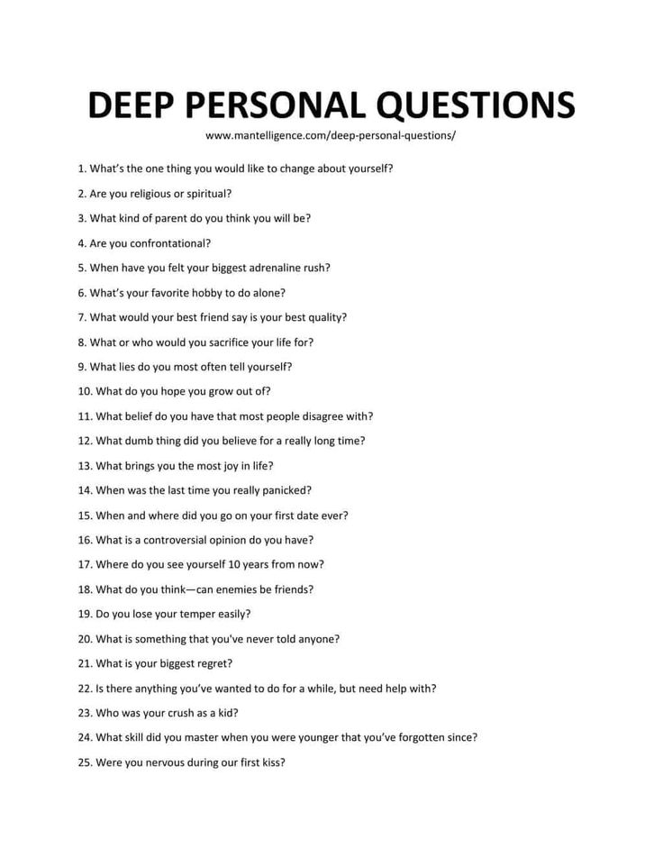 a question sheet with the words personal questions to ask a girl